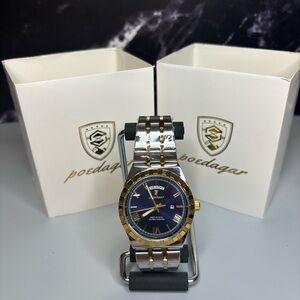 Poedagar Men's Two-Tone Watch with Blue Dial